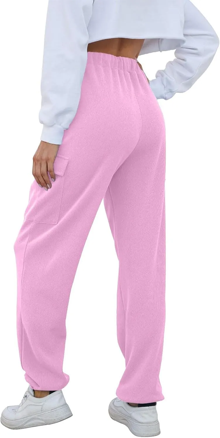 Cargo Sweatpants for Women High Waisted Drawstring Joggers Lounge Workout Loose fit Pants with Pockets