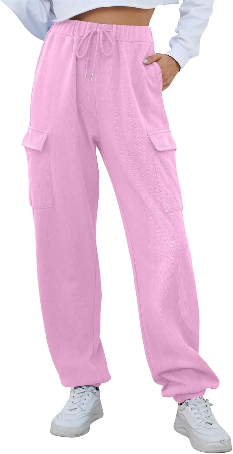 Cargo Sweatpants for Women High Waisted Drawstring Joggers Lounge Workout Loose fit Pants with Pockets