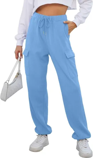 Cargo Sweatpants for Women High Waisted Drawstring Joggers Lounge Workout Loose fit Pants with Pockets