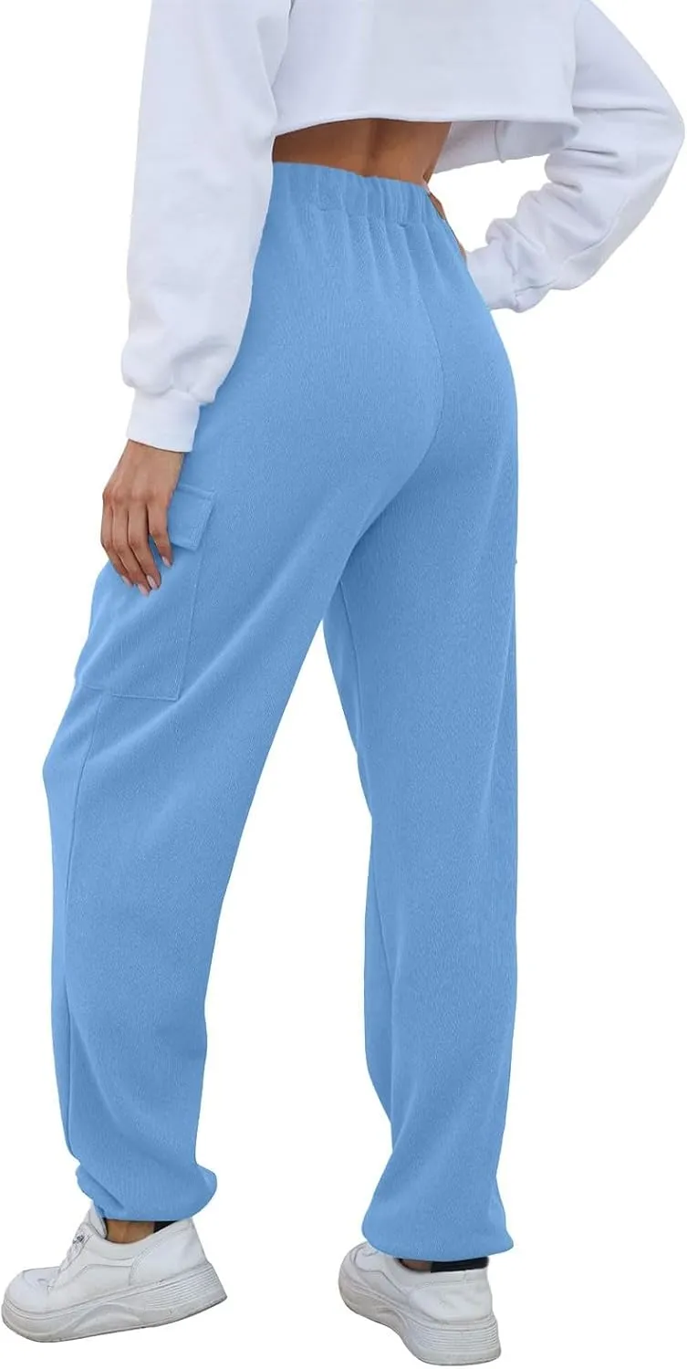 Cargo Sweatpants for Women High Waisted Drawstring Joggers Lounge Workout Loose fit Pants with Pockets