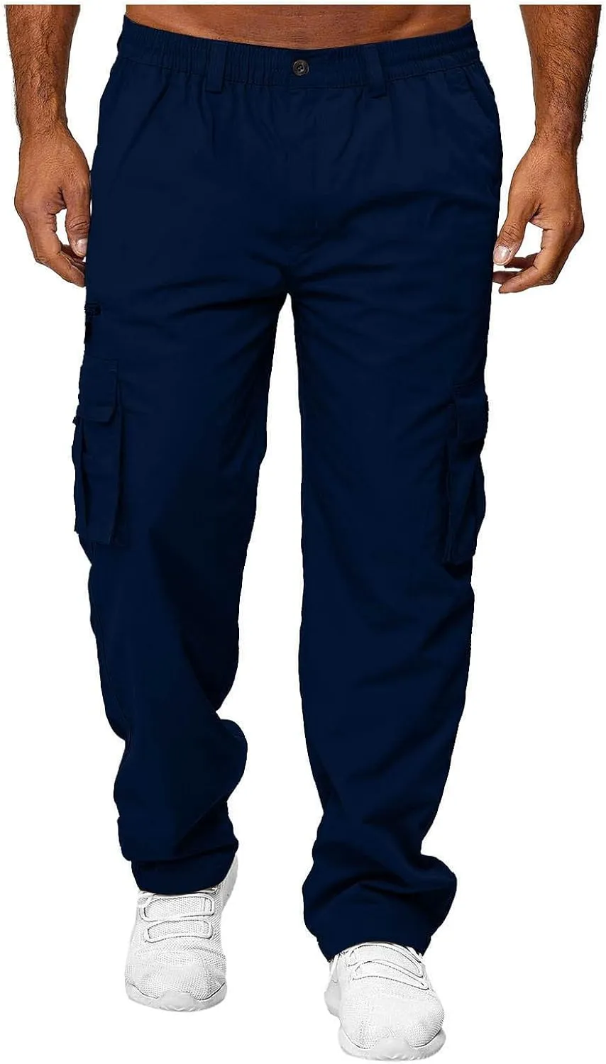 Cargo Sweatpants,Mens Relaxed Fit Cargo Pants Work Trousers Outdoor Casual Straight Sweatpants Sport Jogger Pants