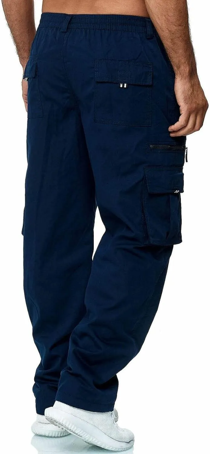 Cargo Sweatpants,Mens Relaxed Fit Cargo Pants Work Trousers Outdoor Casual Straight Sweatpants Sport Jogger Pants