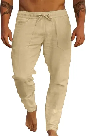 Cargo Trousers for Men Gym Running Workout Pants Athletic Drawstring Joggers Sweatpants Trousers Men's Heavyweight