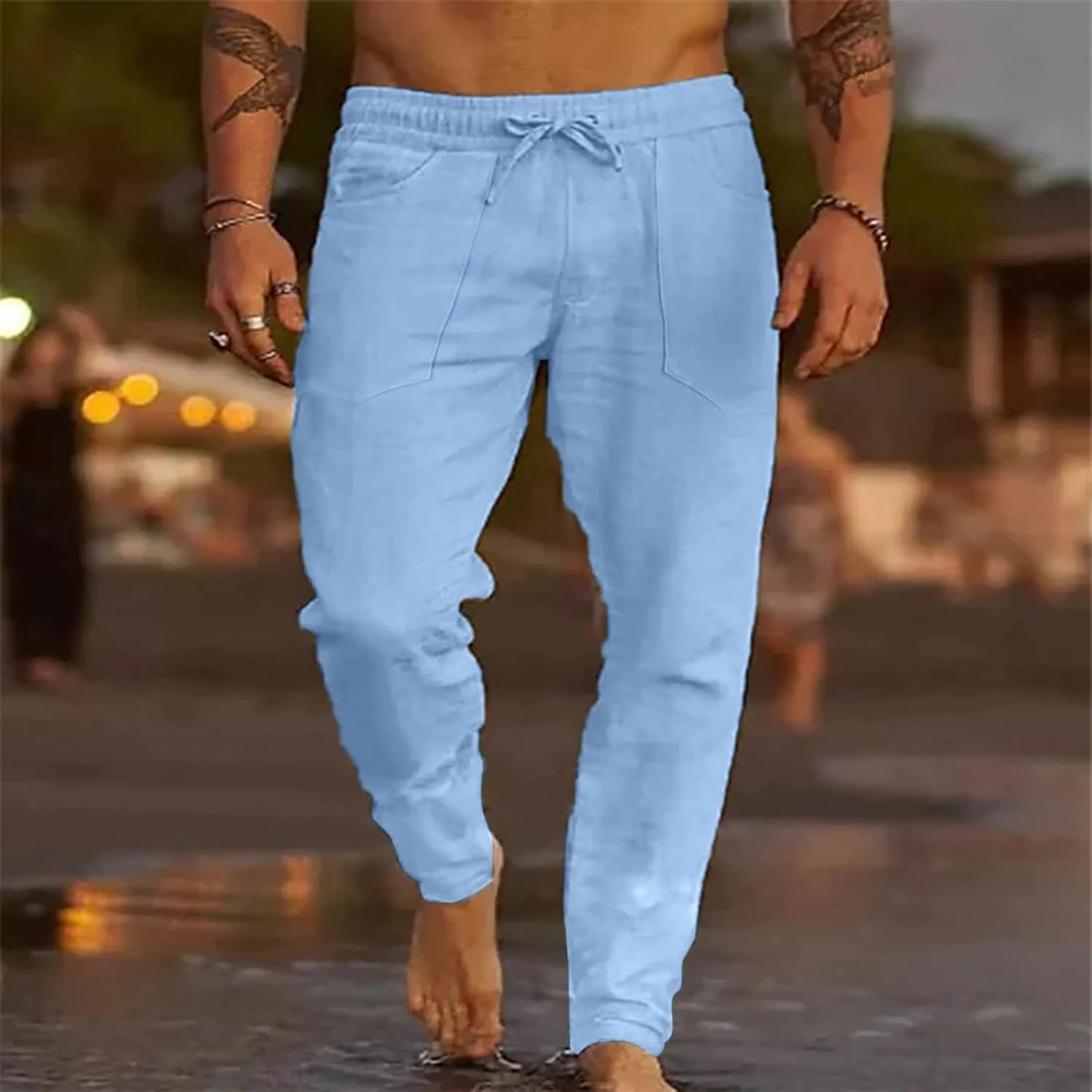 Cargo Trousers for Men Gym Running Workout Pants Athletic Drawstring Joggers Sweatpants Trousers Men's Heavyweight