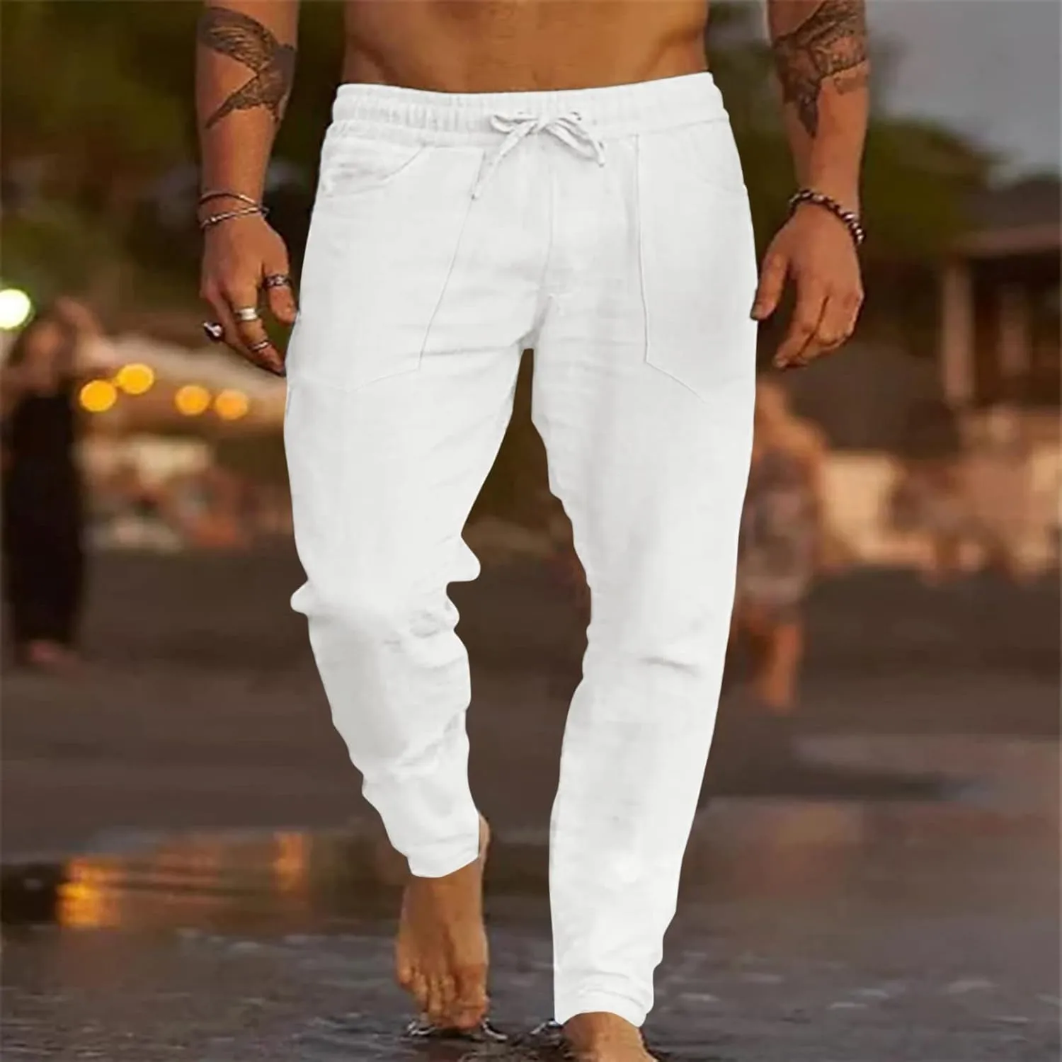 Cargo Trousers for Men Gym Running Workout Pants Athletic Drawstring Joggers Sweatpants Trousers Men's Heavyweight