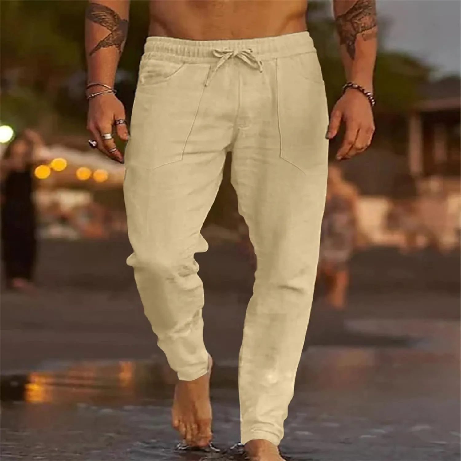 Cargo Trousers for Men Gym Running Workout Pants Athletic Drawstring Joggers Sweatpants Trousers Men's Heavyweight
