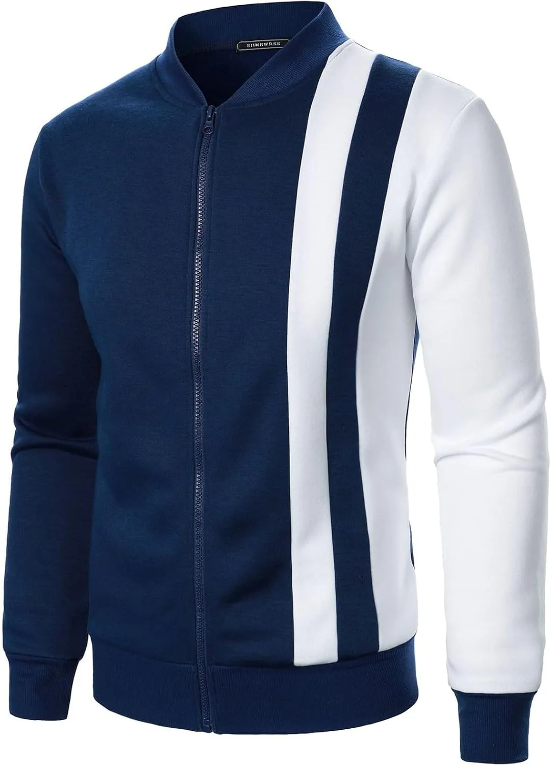 Casual Bomber Jackets for Men 2024 Trendy Colorblock Slim Fit Lightweight Waffle Varsity Jacket Fall Coat with Zipper