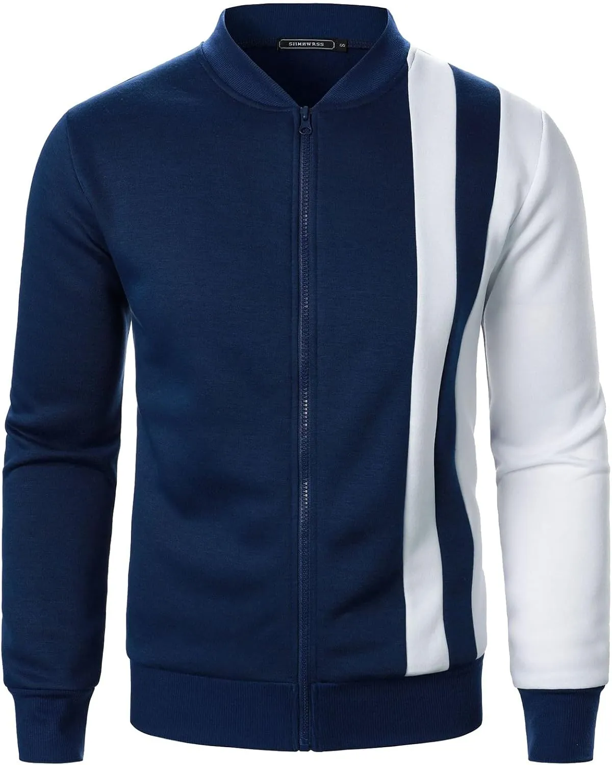 Casual Bomber Jackets for Men 2024 Trendy Colorblock Slim Fit Lightweight Waffle Varsity Jacket Fall Coat with Zipper
