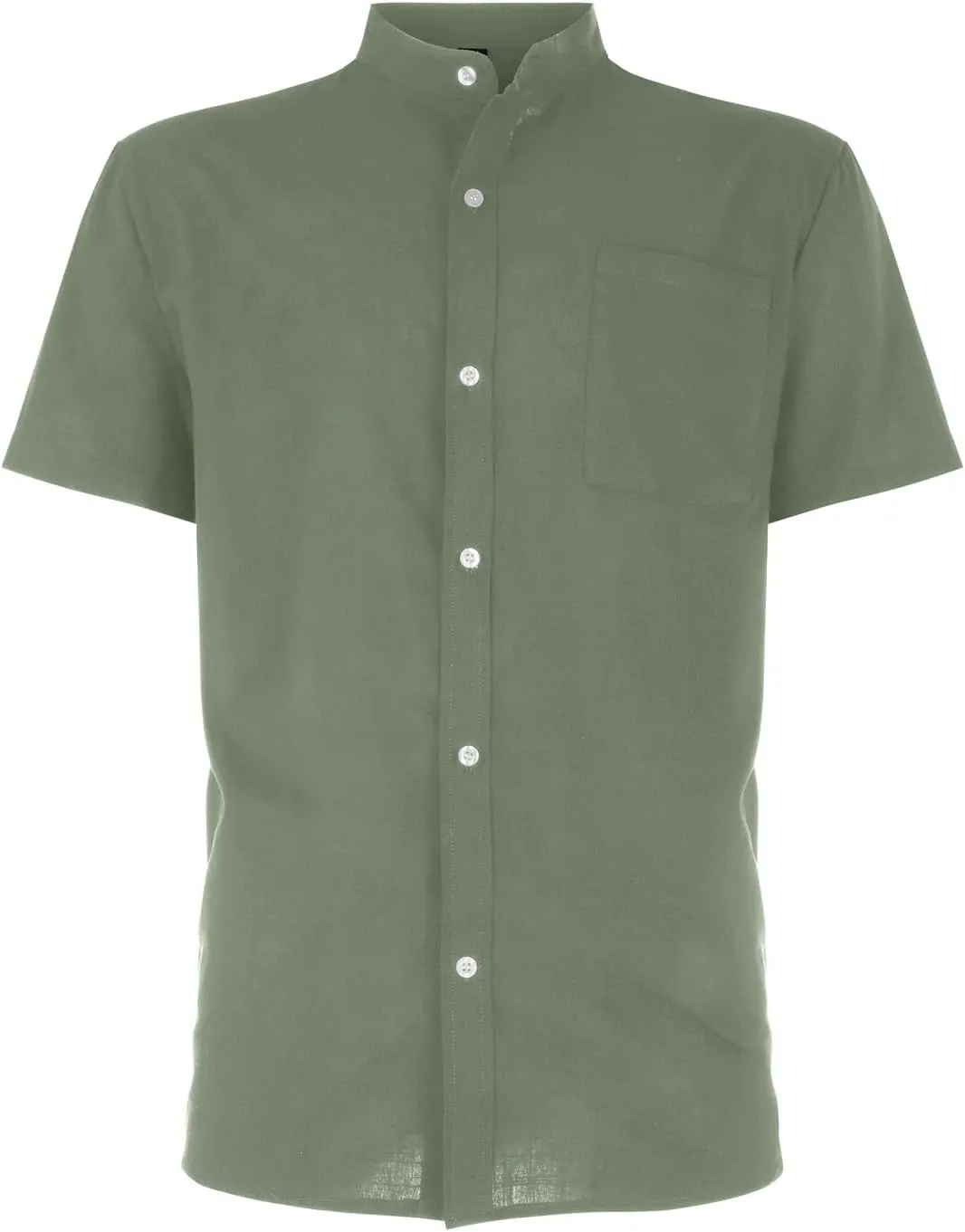 Casual Button Down Shirts for Men Banded Collar Short Sleeve T Shirt Regular Fit Summer Cuban Beach Tops with Pocket