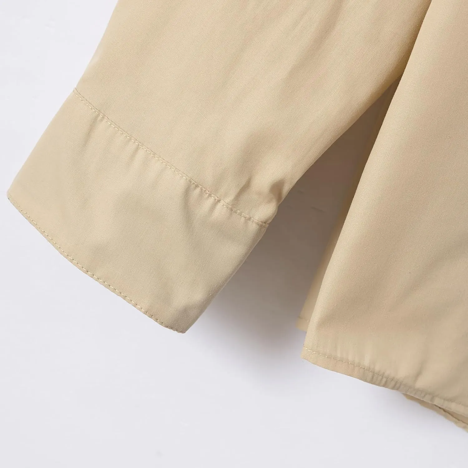 Casual Long Sleeve Stretch Dress Shirt for Men Wrinkle-Free Regular Fit Button Down Shirts Contrast Inner Collar Business Top