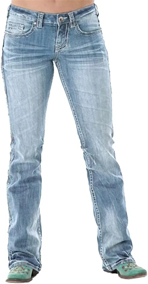 cffvdiz Embroidered Bootcut Jeans for Women