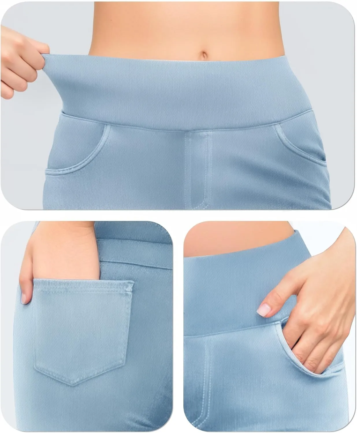 CLOZOZ Flared Jeans for Women High Waisted Stretchy Pull On Bell Bottom Flare Leggings with Pockets