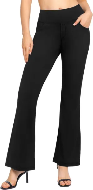 CLOZOZ Flared Jeans for Women High Waisted Stretchy Pull On Bell Bottom Flare Leggings with Pockets