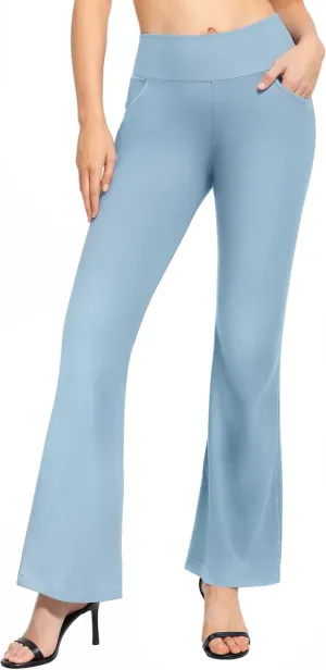 CLOZOZ Flared Jeans for Women High Waisted Stretchy Pull On Bell Bottom Flare Leggings with Pockets