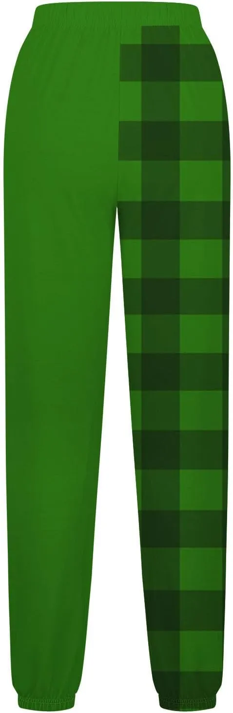 Cotton Plaid Patchwork Sweatpants for Women High Waisted Joggers Lounge Pants for Yoga Running Gym Casual Wear