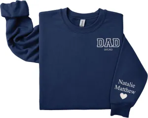 Custom Dad Embroidered Sweatshirt, Custom Sweatshirts for Men, Girl Dad Sweat for Men, Customized Black
