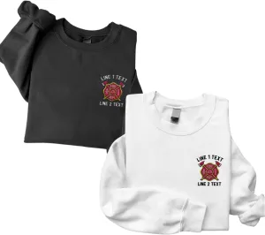 Custom Embroidered Firefighter T-Shirt Sweatshirt Hoodie Personalized Department Name Thin Red Line Flag Fireman Men Women
