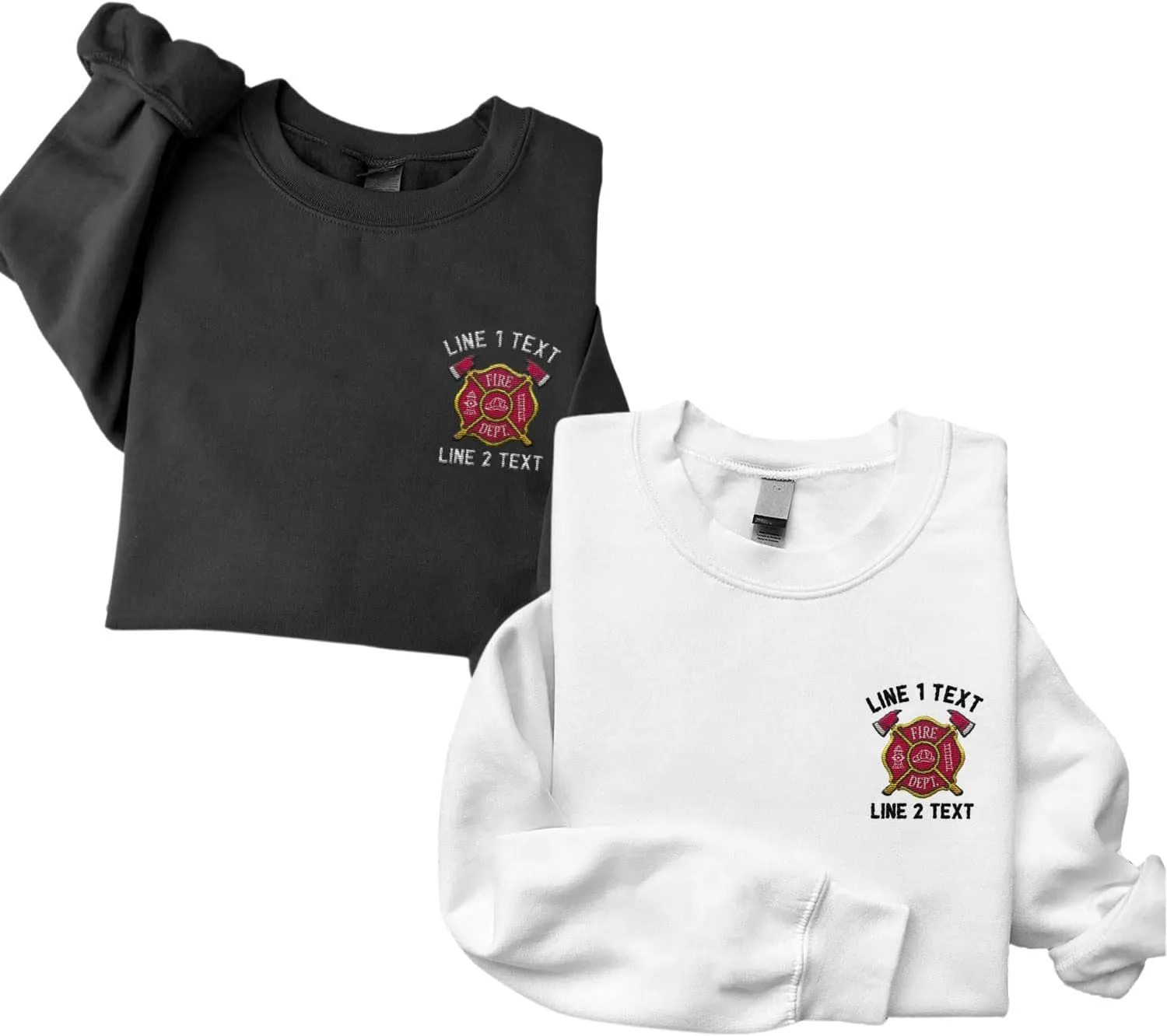 Custom Embroidered Firefighter T-Shirt Sweatshirt Hoodie Personalized Department Name Thin Red Line Flag Fireman Men Women