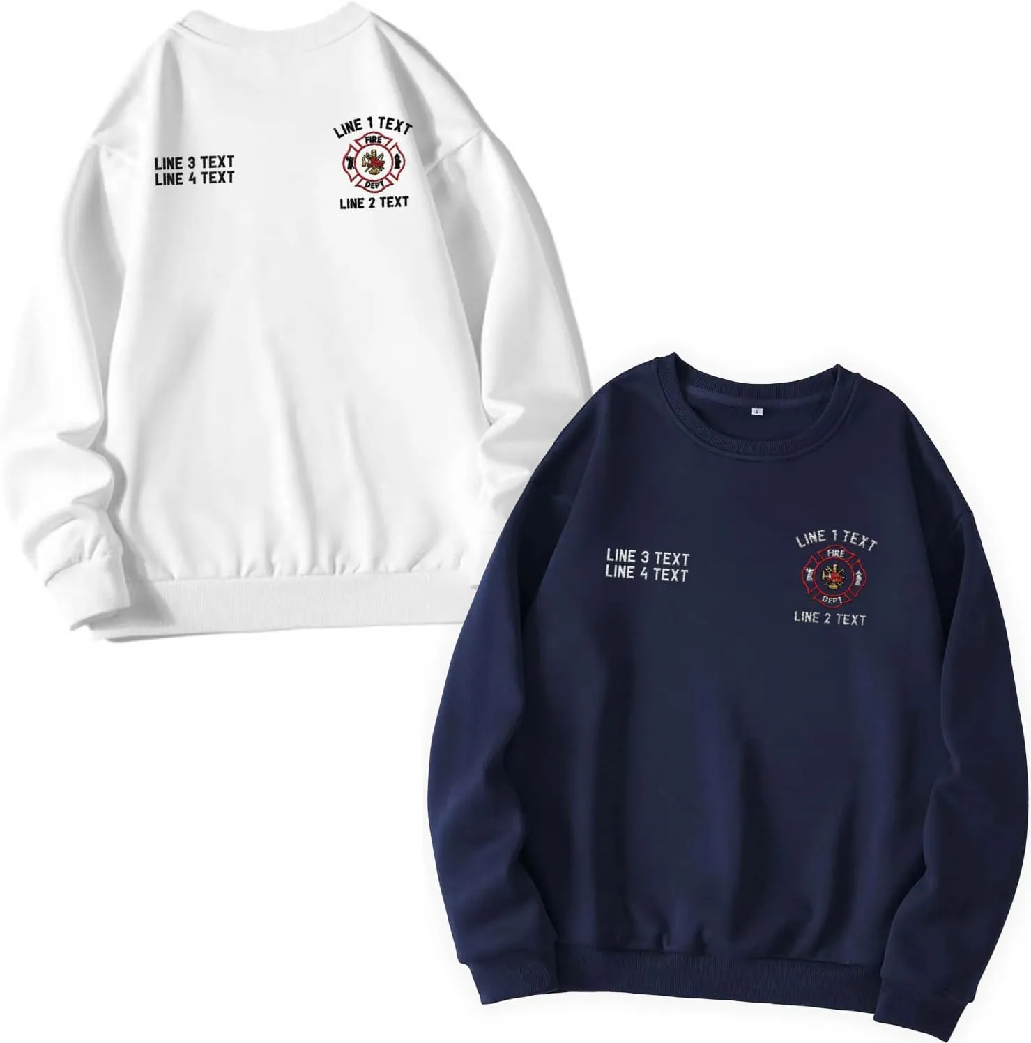 Custom Embroidered Firefighter T-Shirt Sweatshirt Hoodie Personalized Department Name Thin Red Line Flag Fireman Men Women