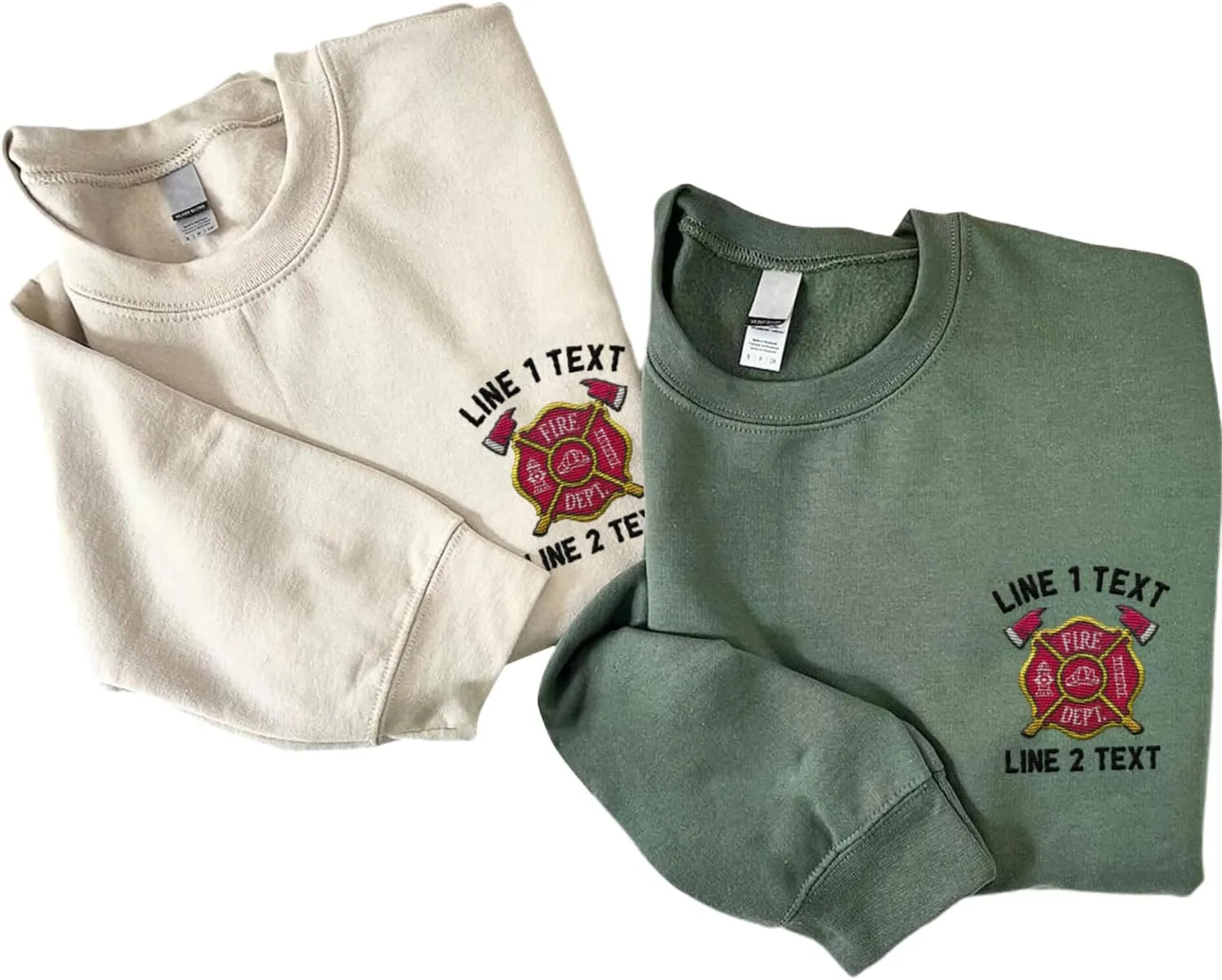Custom Embroidered Firefighter T-Shirt Sweatshirt Hoodie Personalized Department Name Thin Red Line Flag Fireman Men Women