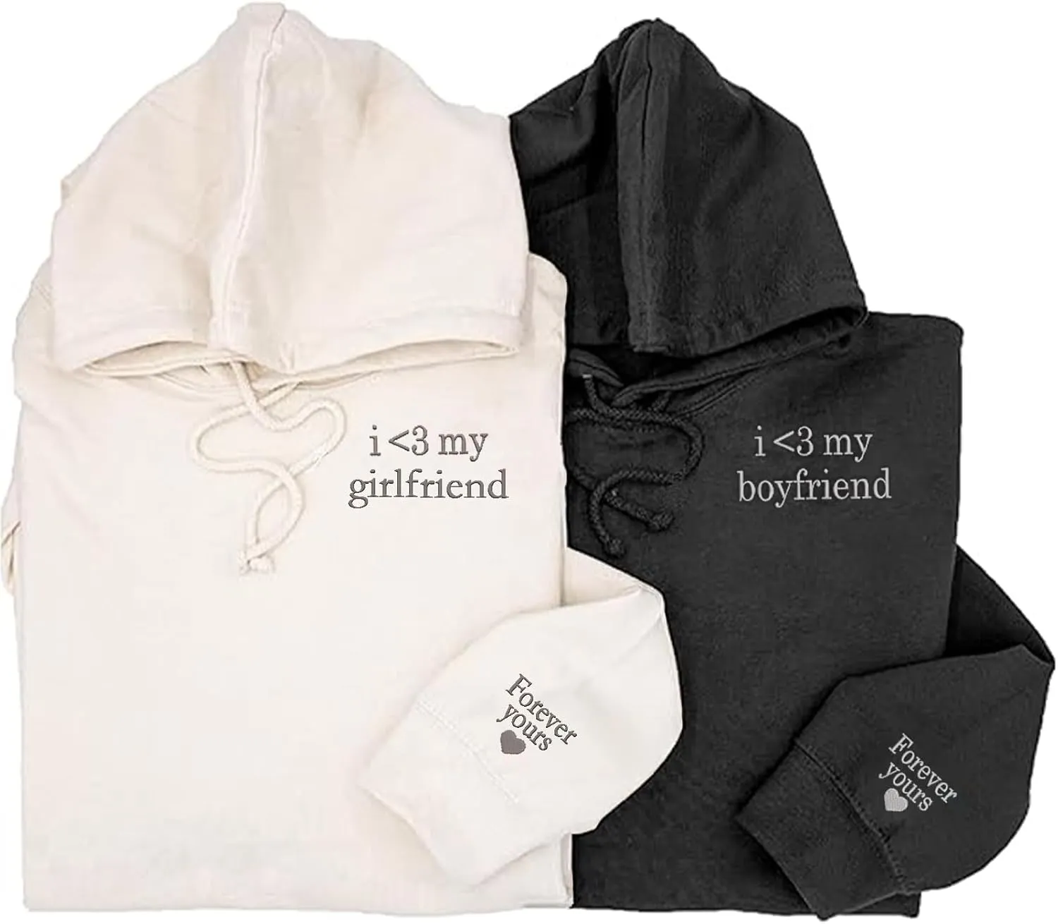 Custom Embroidered Hoodie for Couples, Customized Couple Sweatshirts, Personalized Gifts for Boyfriend Girlfriend Christmas, Husband Wife Birthday Gifts Yellow