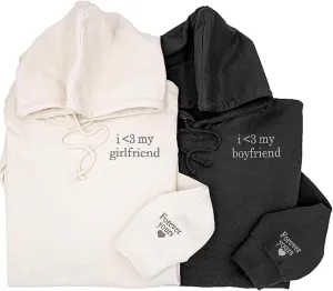 Custom Embroidered Hoodie for Couples, Customized Couple Sweatshirts, Personalized Gifts for Boyfriend Girlfriend Christmas, Husband Wife Birthday Gifts Yellow