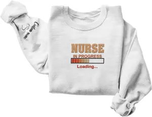 Custom Embroidered Nurse Sweatshirt Personalized Name Sleeve Gift for Women RN LPN CNA Cute Health Tee for School Medical