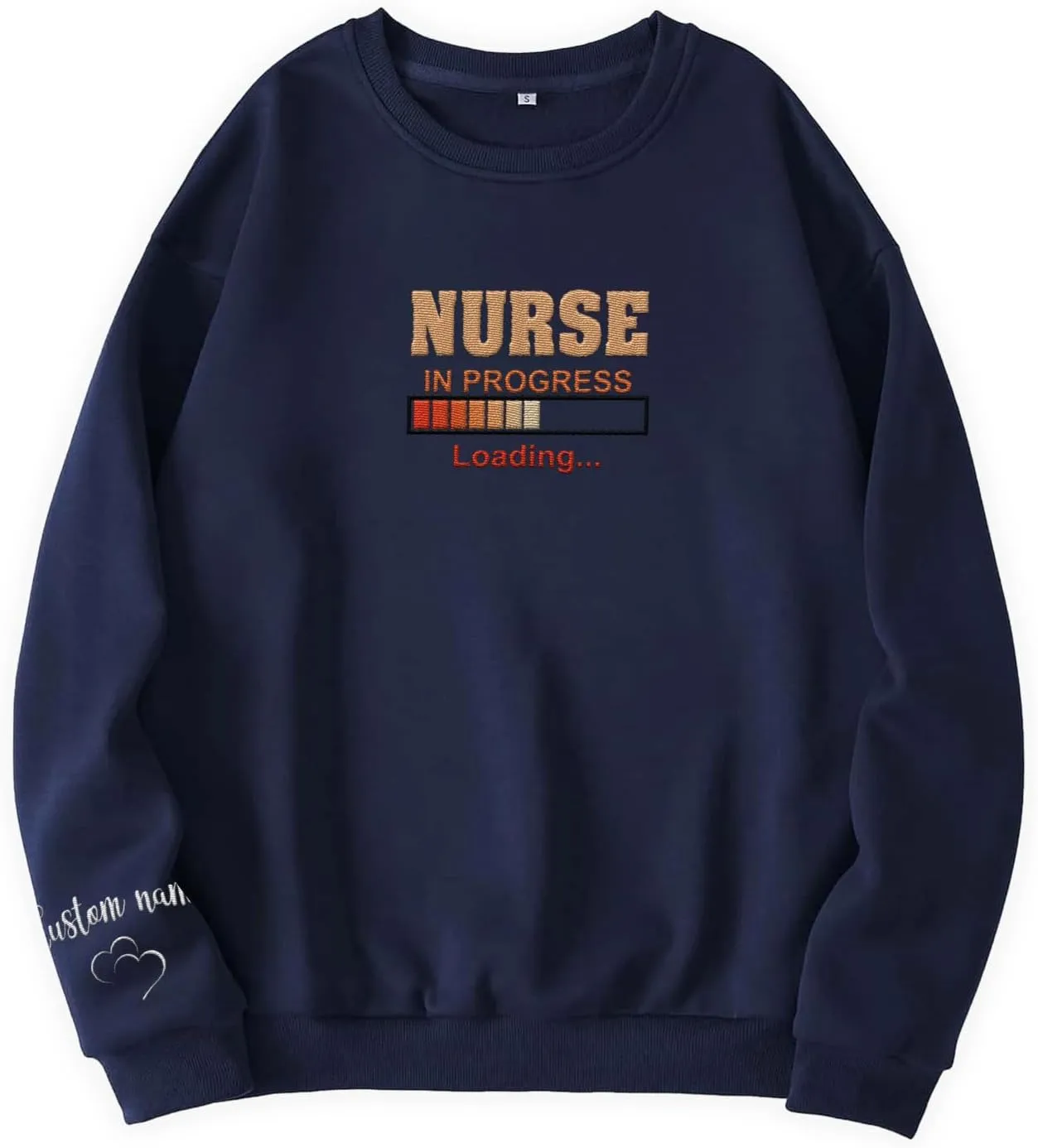 Custom Embroidered Nurse Sweatshirt Personalized Name Sleeve Gift for Women RN LPN CNA Cute Health Tee for School Medical