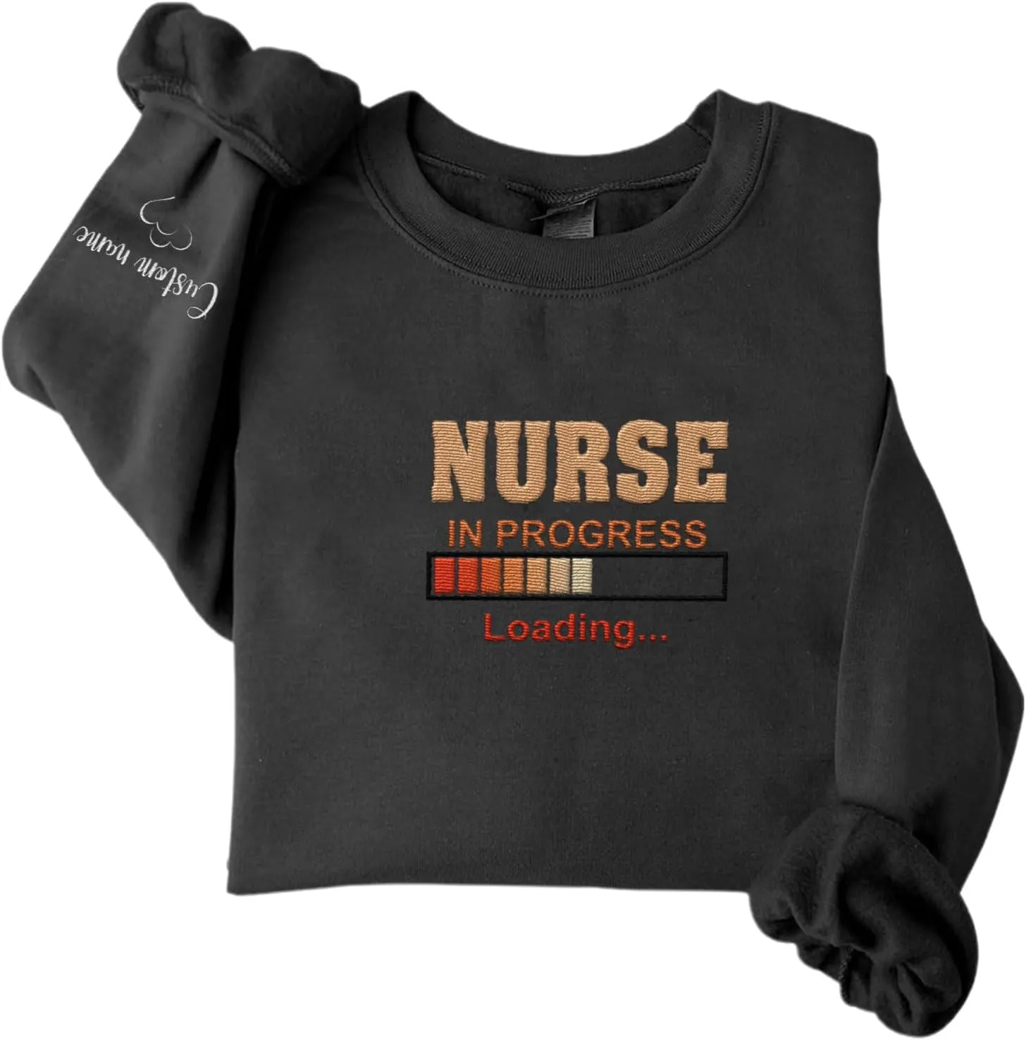 Custom Embroidered Nurse Sweatshirt Personalized Name Sleeve Gift for Women RN LPN CNA Cute Health Tee for School Medical