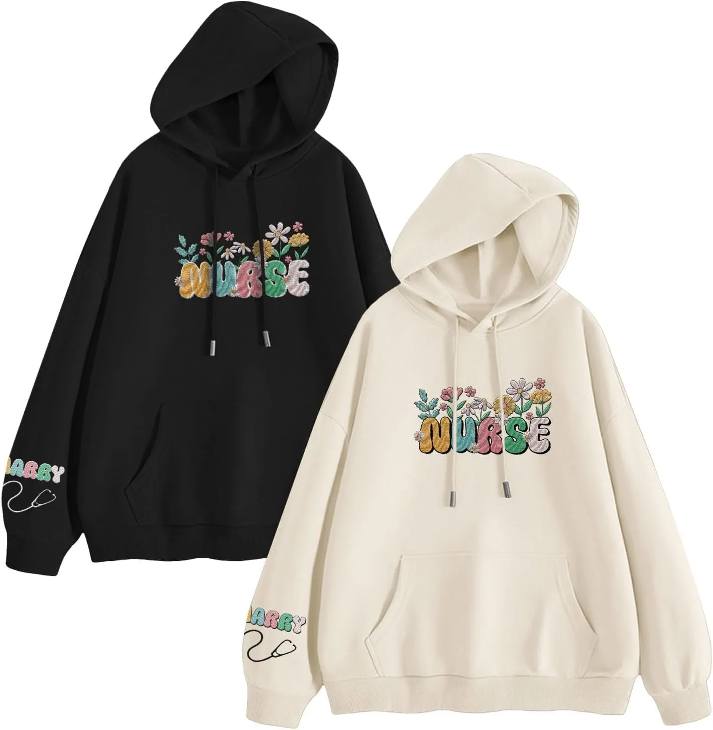 Custom Embroidered Nurse Sweatshirt Personalized Name Sleeve Gift for Women RN LPN CNA Cute Health Tee for School Medical