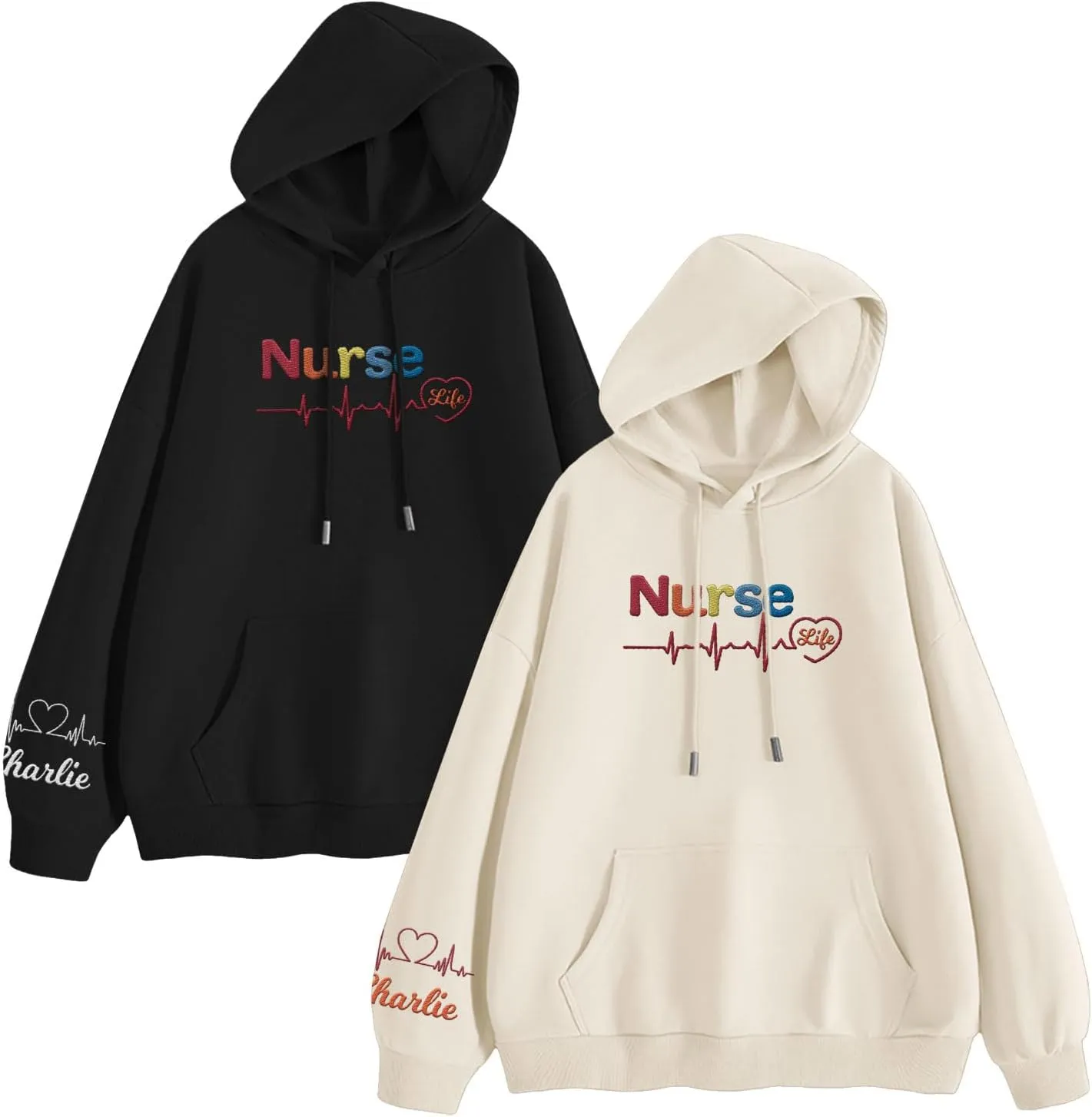 Custom Embroidered Nurse Sweatshirt Personalized Name Sleeve Gift for Women RN LPN CNA Cute Health Tee for School Medical