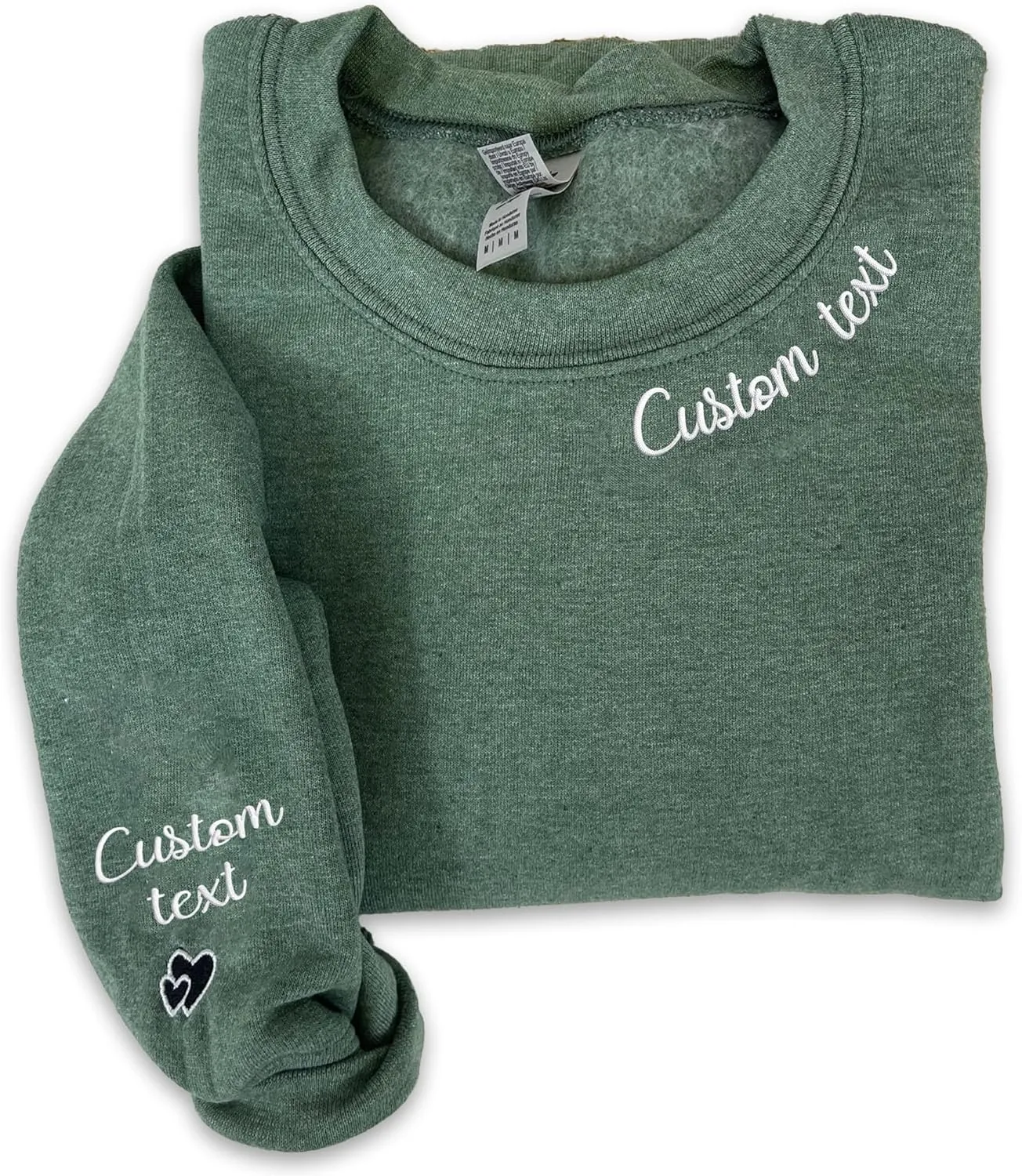 Custom Embroidered Sweatshirts and Hoodie Design Your Own, Mama Grandma or Any Text on Neckline Sweatshirt, Personalized Name on Sleeve, Embroidered Hoodie, Mothers Day Shirt, Christmas Sweatshirt