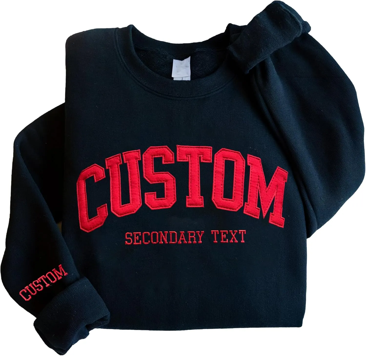 Custom Embroidered Sweatshirts Design Your Own, Customized Text Embroidered Felt Sweatshirt Hoodie Men Women Personalized Embroidery Gift Mother, Valentine, Christmas