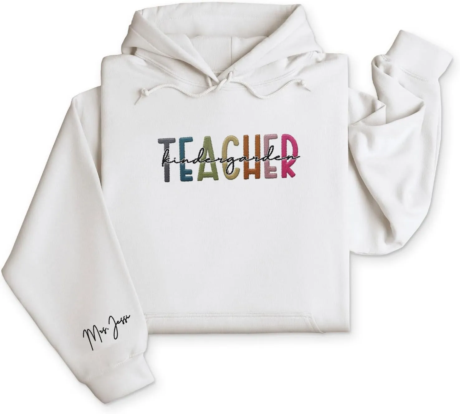 Custom Teacher Back to School Embroidered SweatShirt Gifts Preschool to Elementary ABCD Rainbow Pencil T-Shirts for Women Men