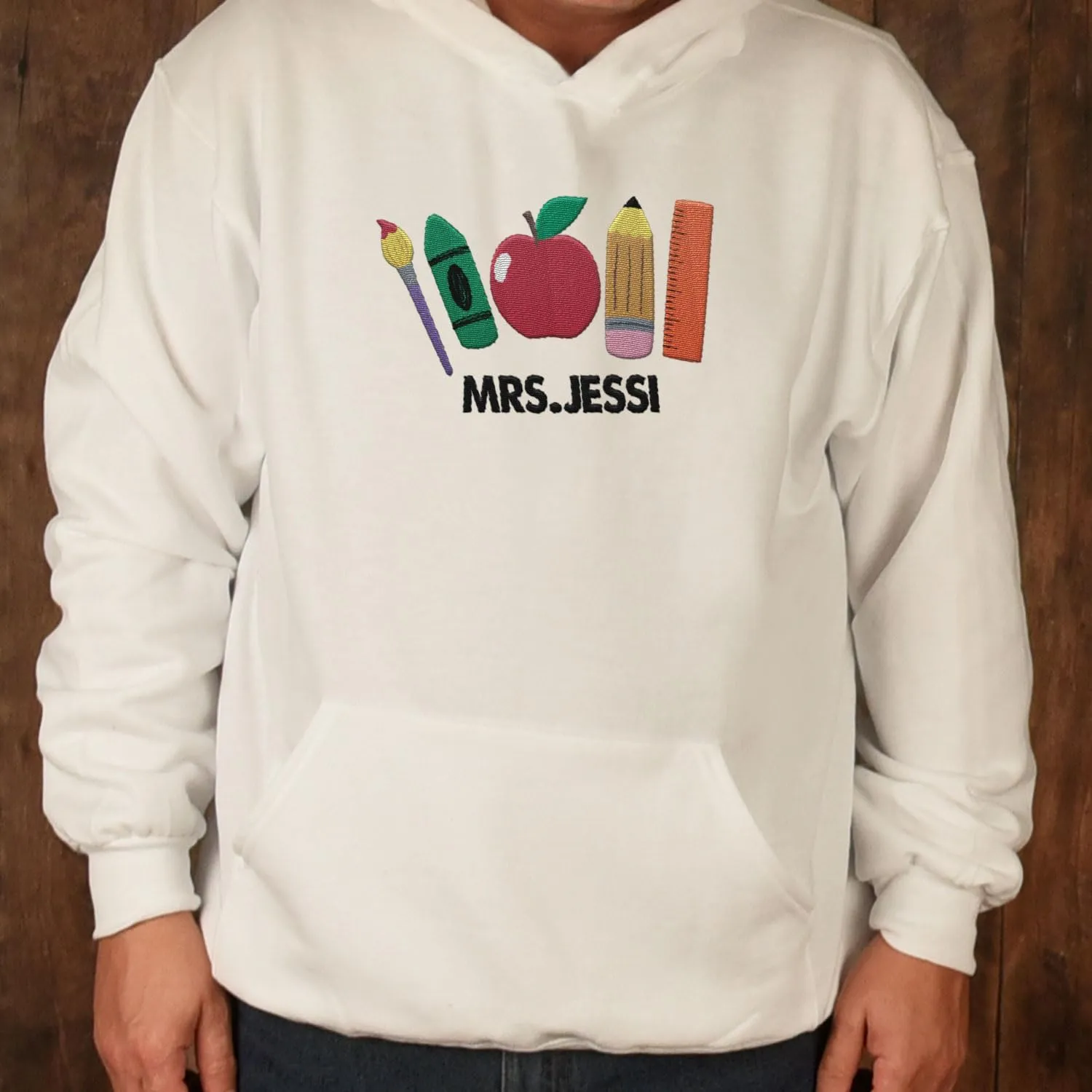 Custom Teacher Back to School Embroidered SweatShirt Gifts Preschool to Elementary ABCD Rainbow Pencil T-Shirts for Women Men