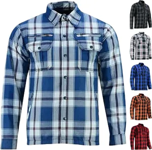 Daniel Smart Men's Motorcycle Shirt Plaid Biker Flannel Jacket Removable Sporty Armored, Zipper Closure & Water Resistant