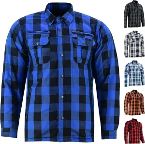 Daniel Smart Men's Motorcycle Shirt Plaid Biker Flannel Jacket Removable Sporty Armored, Zipper Closure & Water Resistant