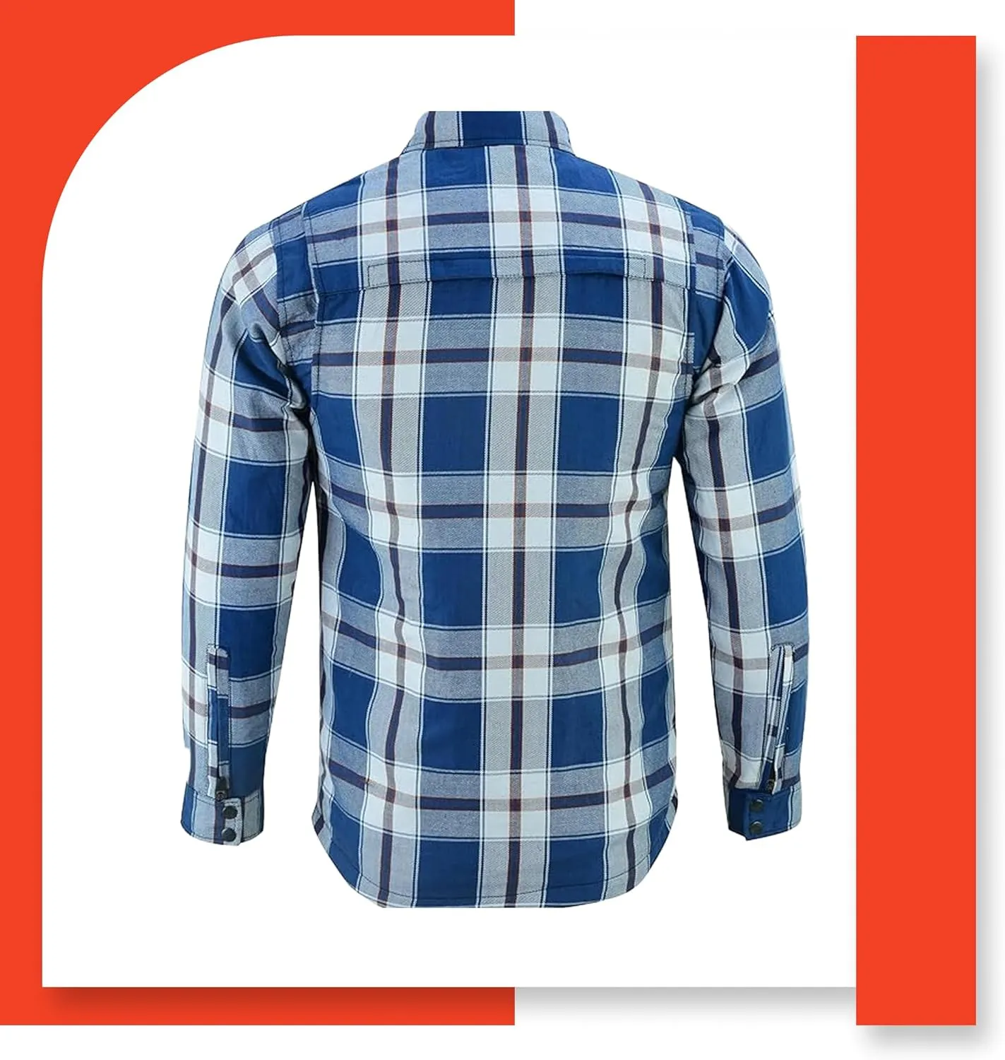 Daniel Smart Men's Motorcycle Shirt Plaid Biker Flannel Jacket Removable Sporty Armored, Zipper Closure & Water Resistant