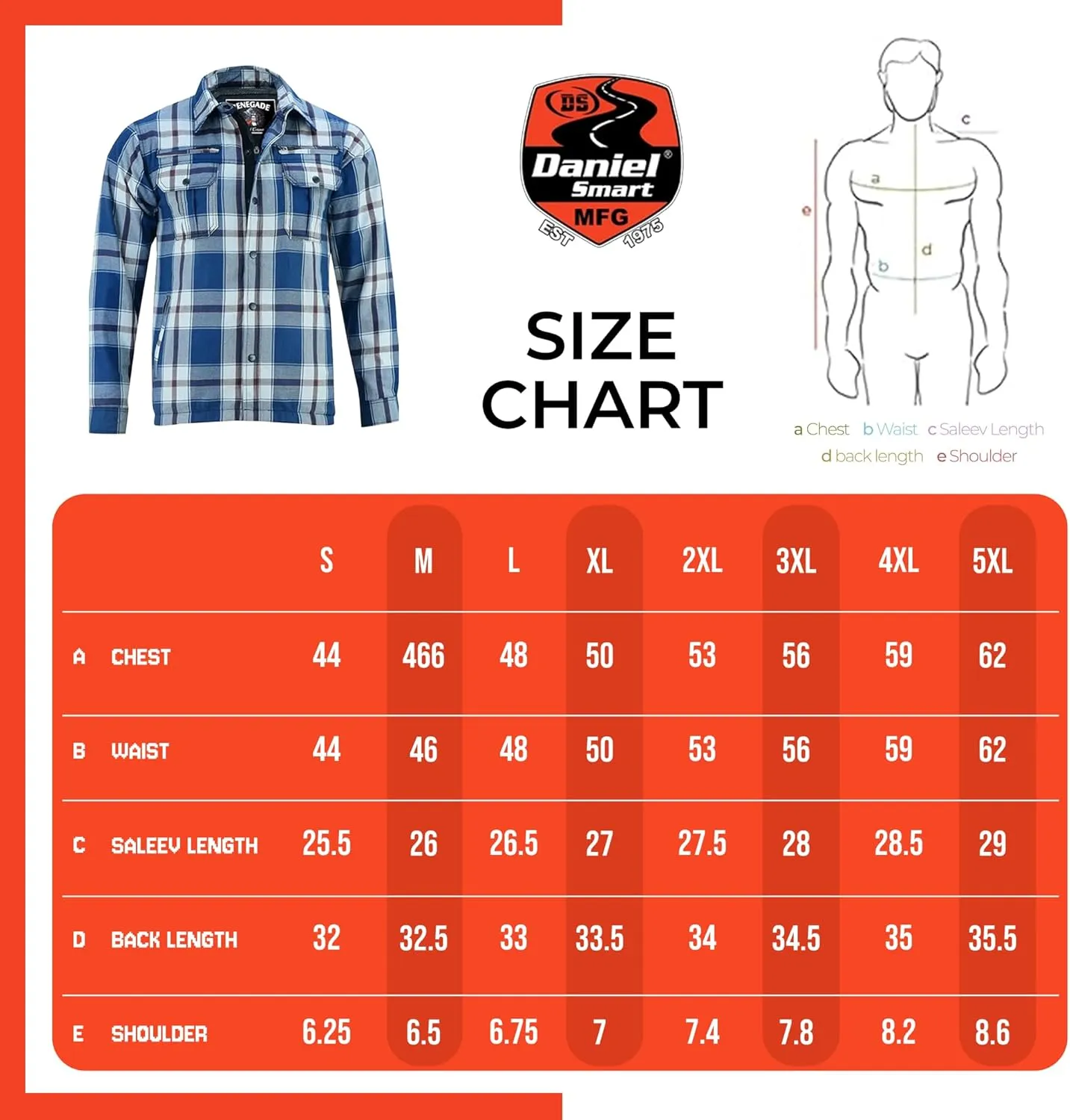 Daniel Smart Men's Motorcycle Shirt Plaid Biker Flannel Jacket Removable Sporty Armored, Zipper Closure & Water Resistant