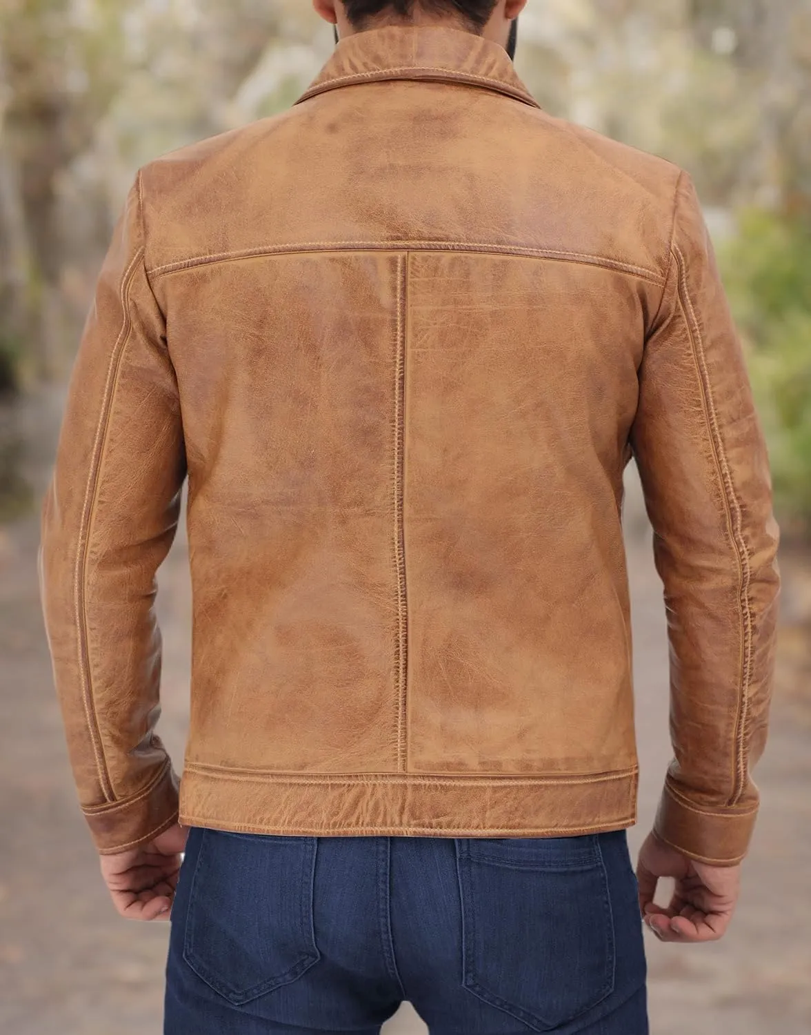 Decrum Mens Leather Jacket - Real Lambskin Classic Vintage Style Leather Jackets For Men