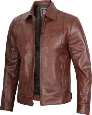 Decrum Mens Leather Jacket - Real Lambskin Classic Vintage Style Leather Jackets For Men