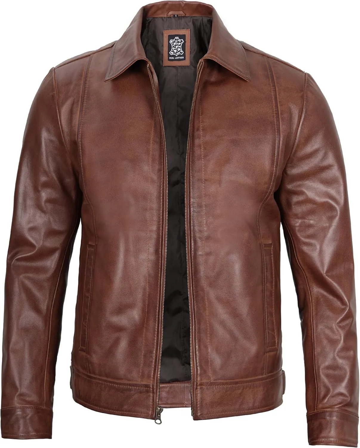Decrum Mens Leather Jacket - Real Lambskin Classic Vintage Style Leather Jackets For Men