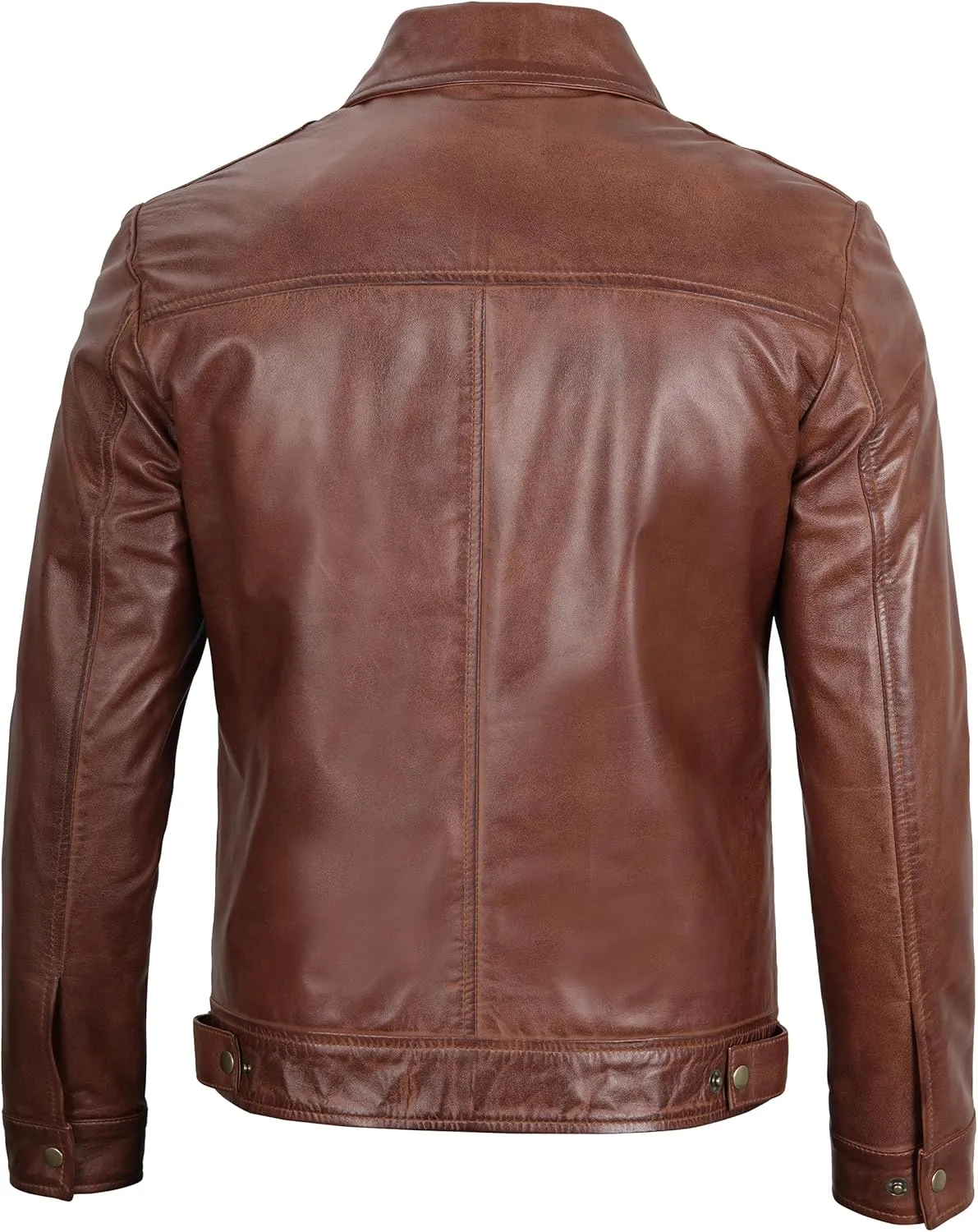 Decrum Mens Leather Jacket - Real Lambskin Classic Vintage Style Leather Jackets For Men