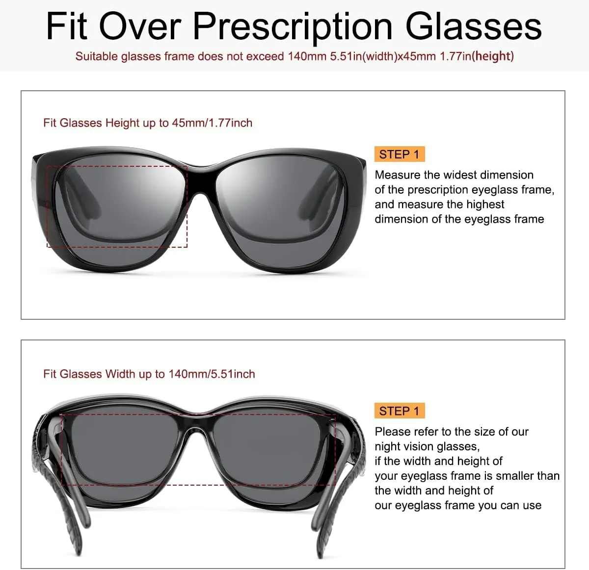 Driving Glasses Fit Over Prescription Glasses Anti Glare Polarized Wrap Around Night Vision Glasses for Men Women