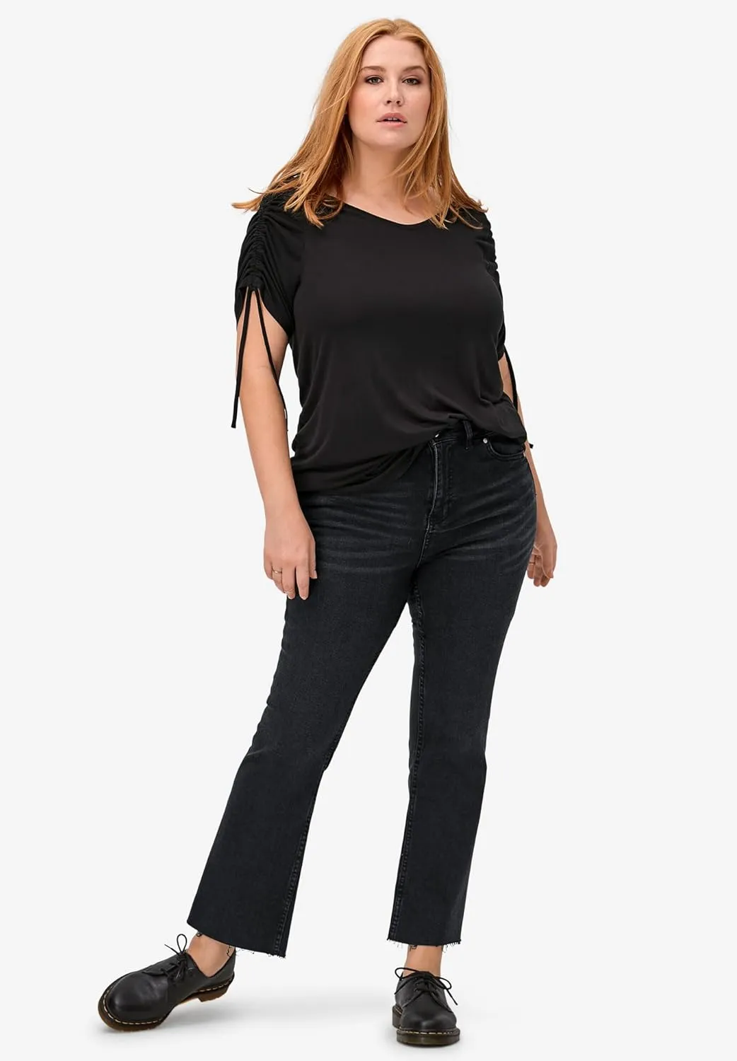 ellos Women's Plus Size Crop Bootcut Jeans