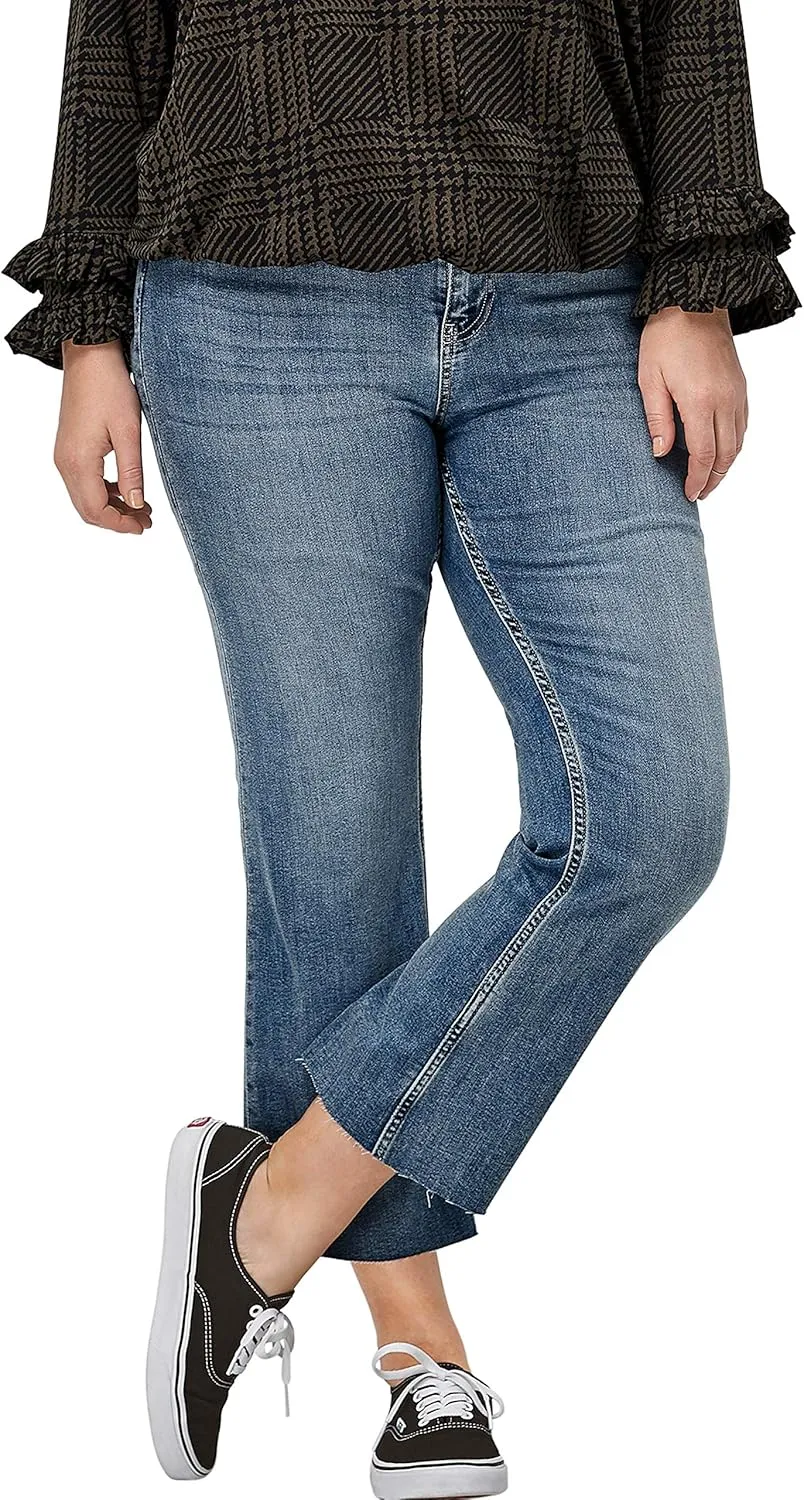 ellos Women's Plus Size Crop Bootcut Jeans
