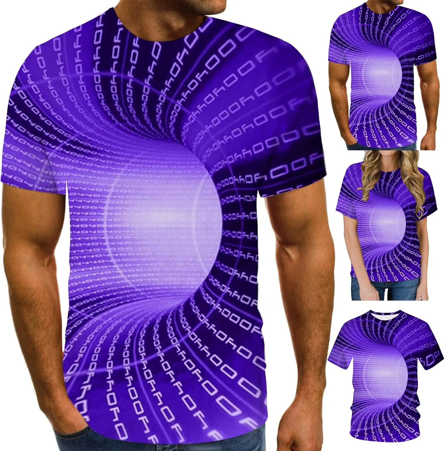 Fashion 3D Print T-Shirts for Men Cool Design Graphics Pattern Crewneck Short Sleeve Tees Optical Illusion Hip Hop Streetwear