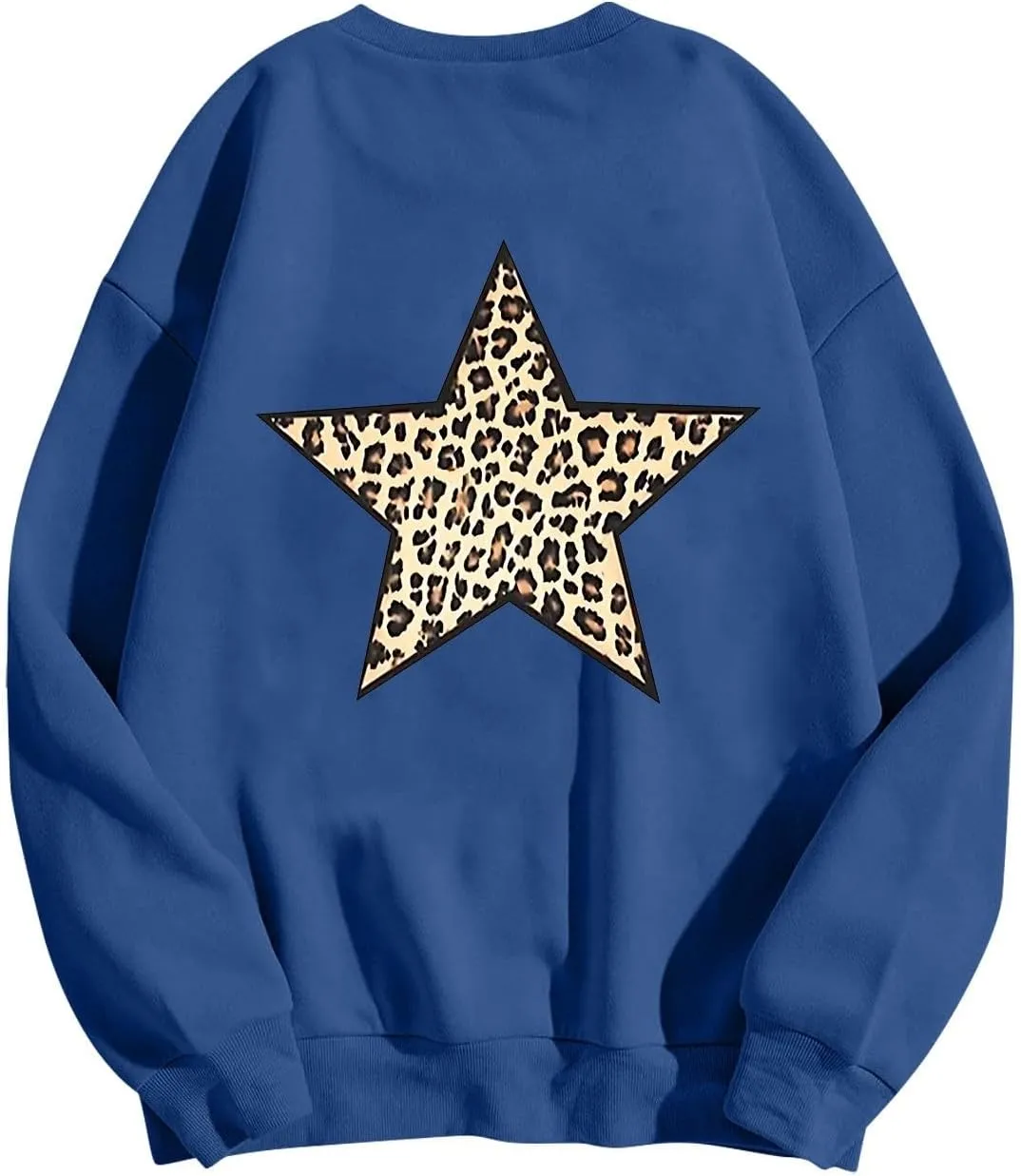 Fashion Women's Star Graphic Sweatshirts Oversized Leopard Printed Hoodies Y2k Going Out Hoodless Pullover Tops