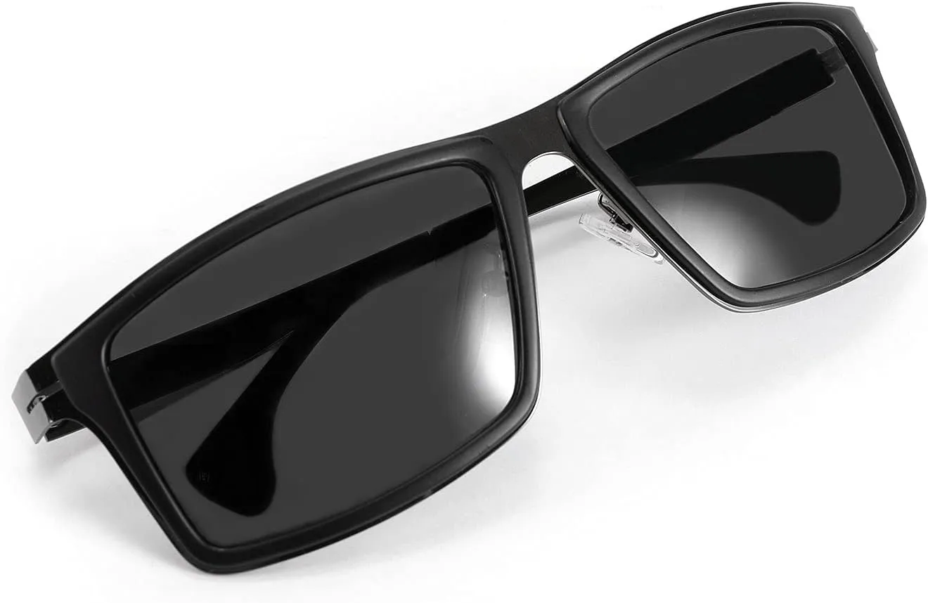 FEISEDY Polarized Sunglasses Rectangular Metal Ultra Lightweight Men's Sunglasses B2704