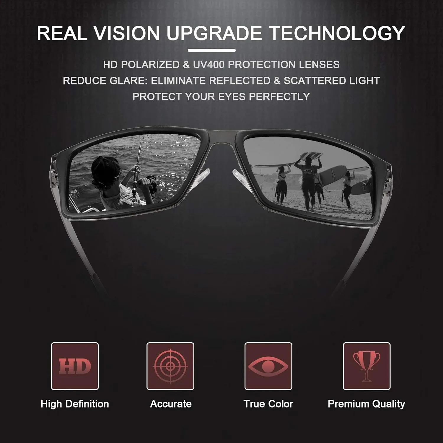 FEISEDY Polarized Sunglasses Rectangular Metal Ultra Lightweight Men's Sunglasses B2704